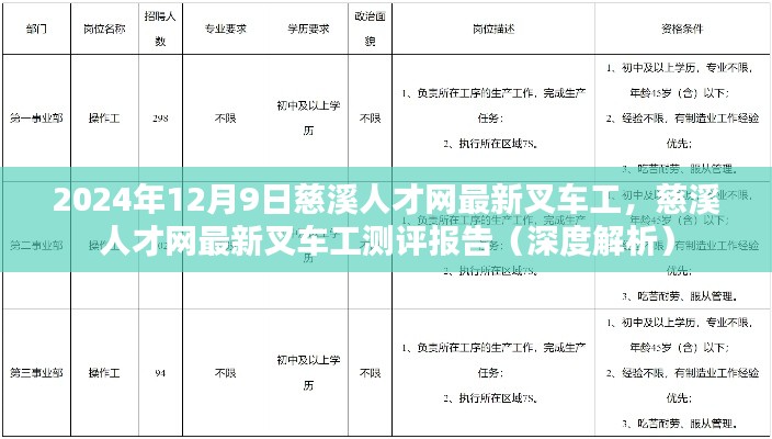 慈溪人才网最新叉车工测评报告深度解析,叉车技能人才的最新动态(2024年12月9日)