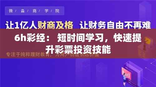 6h彩经: 短时间学习,快速提升彩票投资技能