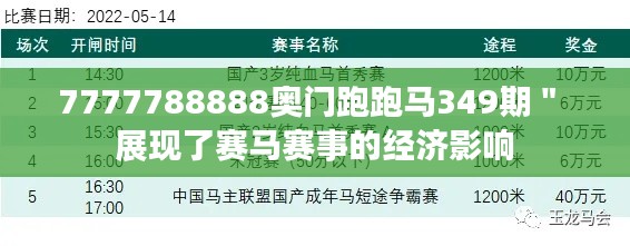 7777788888奥门跑跑马349期" 展现了赛马赛事的经济影响