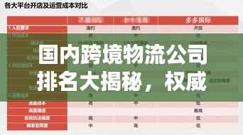 国内跨境物流公司排名大揭秘,权威榜单,不容错过!